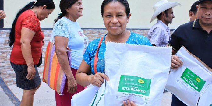 Autoridades del MAGA e ICTA junto a productores agrícolas durante la liberación oficial de la nueva variedad de sorgo ICTA Blanco en Estanzuela, Zacapa.